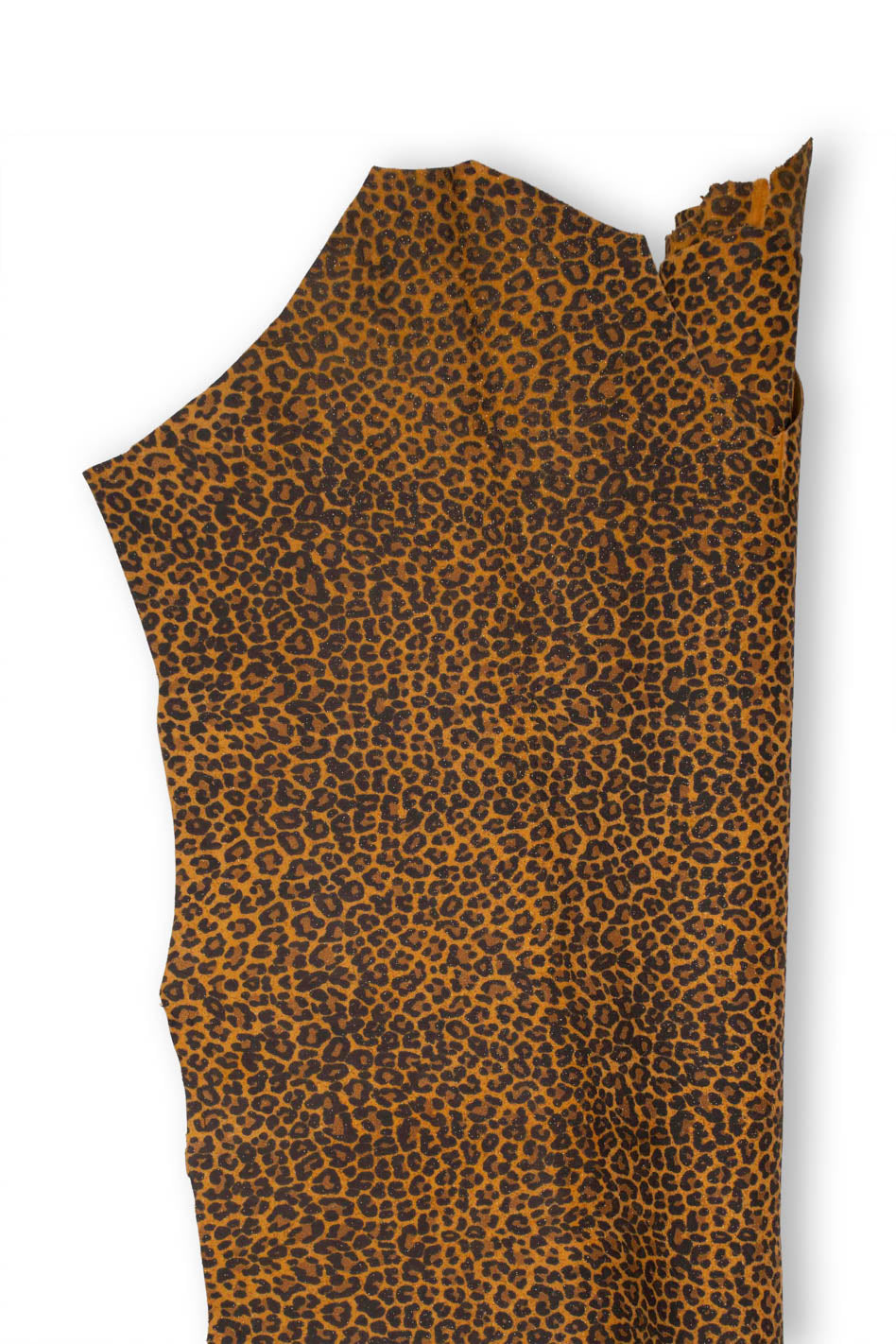 Lot of 4 mustard yellow leather hides featuring leopard print, camouflage, chain patterns, and abstract designs; ideal for crafting