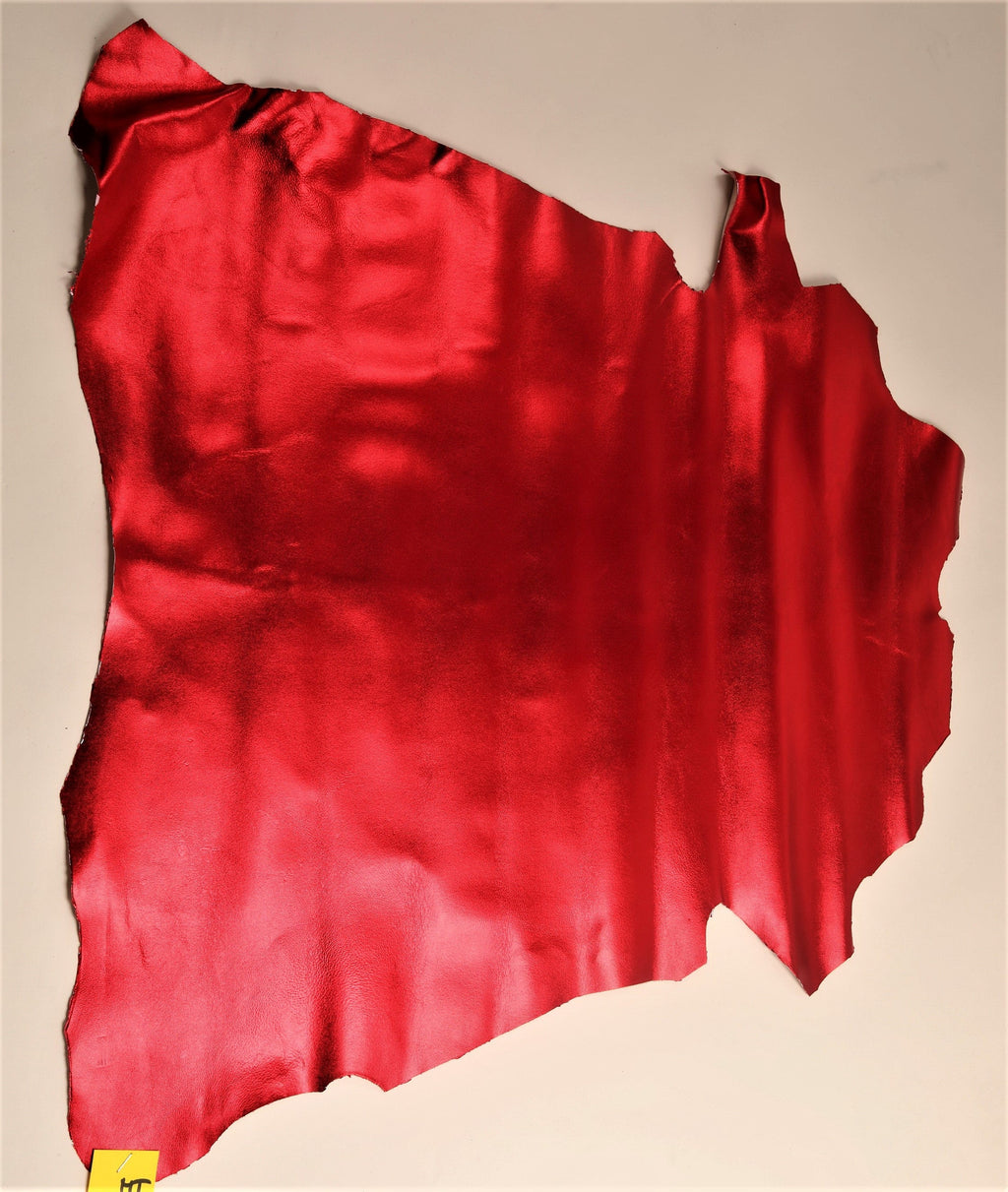 RED metallic leather skin, smooth sparkle goatskin, bright soft hide, ideal for DIY projects B-18005-MT La Garzarara