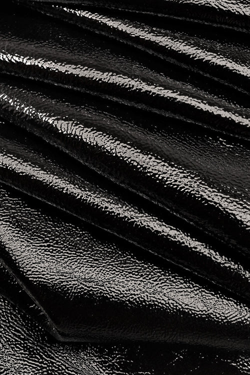 Black PATENT NAPLACK leather hide, glossy wrinkled calfskin, elegant soft cowhide 0.7 - 0.9 mm for hobbyists B19872-TB La Garzarara