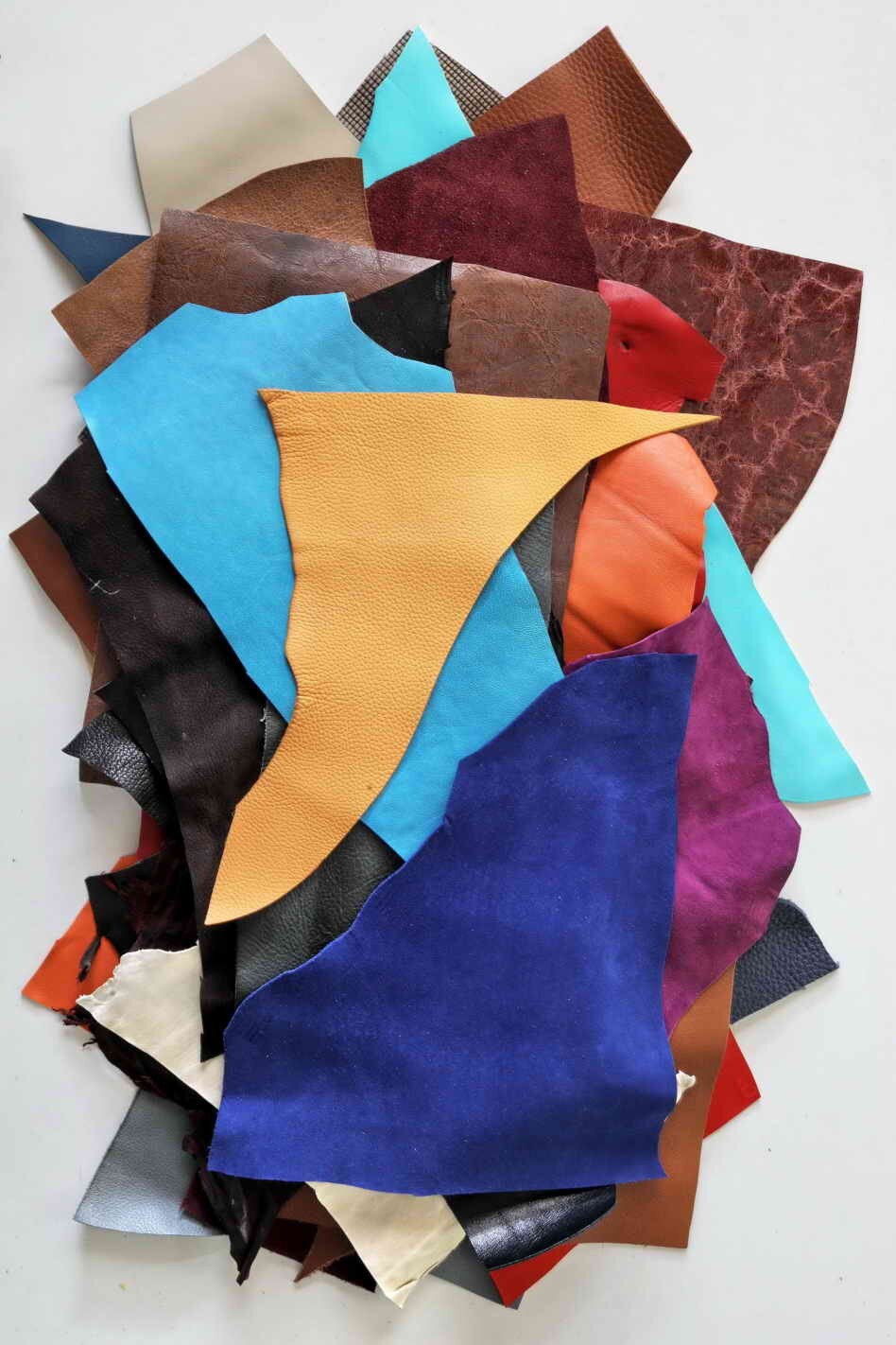 Vintage Leather Pieces, 5x6 Assorted Colors, Distressed Aged and Rustic Craft Scraps for crafters B002 La Garzarara