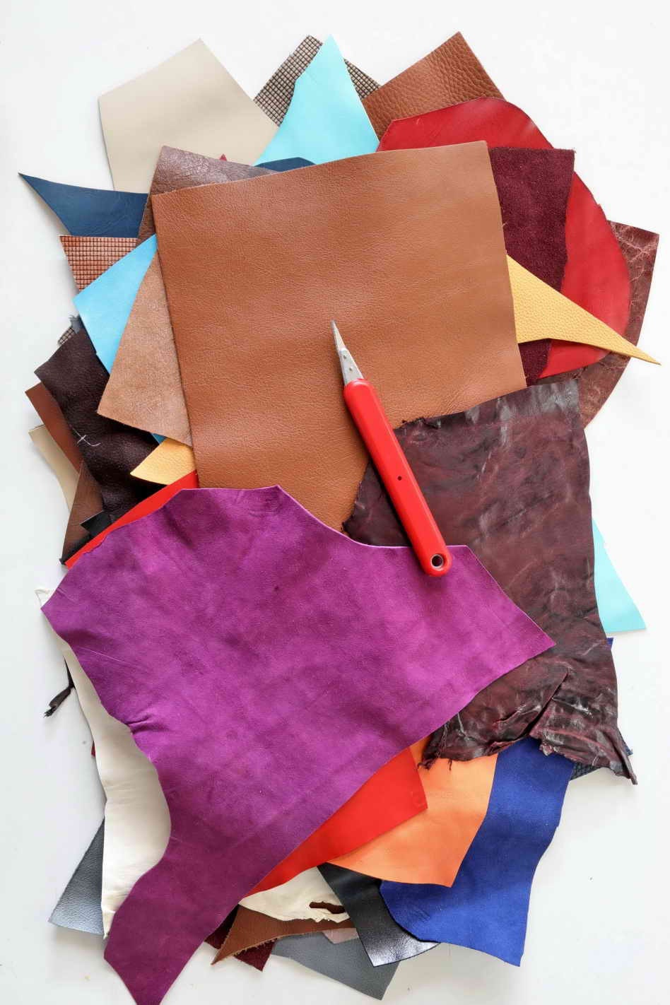 Vintage Leather Pieces, 5x6 Assorted Colors, Distressed Aged and Rustic Craft Scraps for crafters B002 La Garzarara