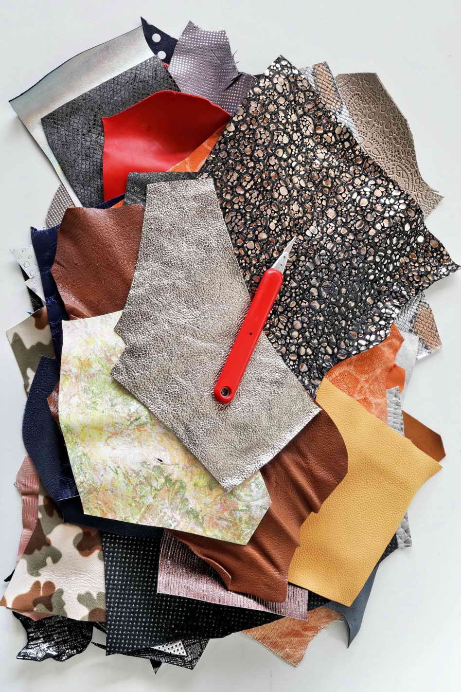 Patterned Leather Scraps, 5x6 Assorted Prints and Textures, Mixed Specialty Craft Pieces for crafter La Garzarara