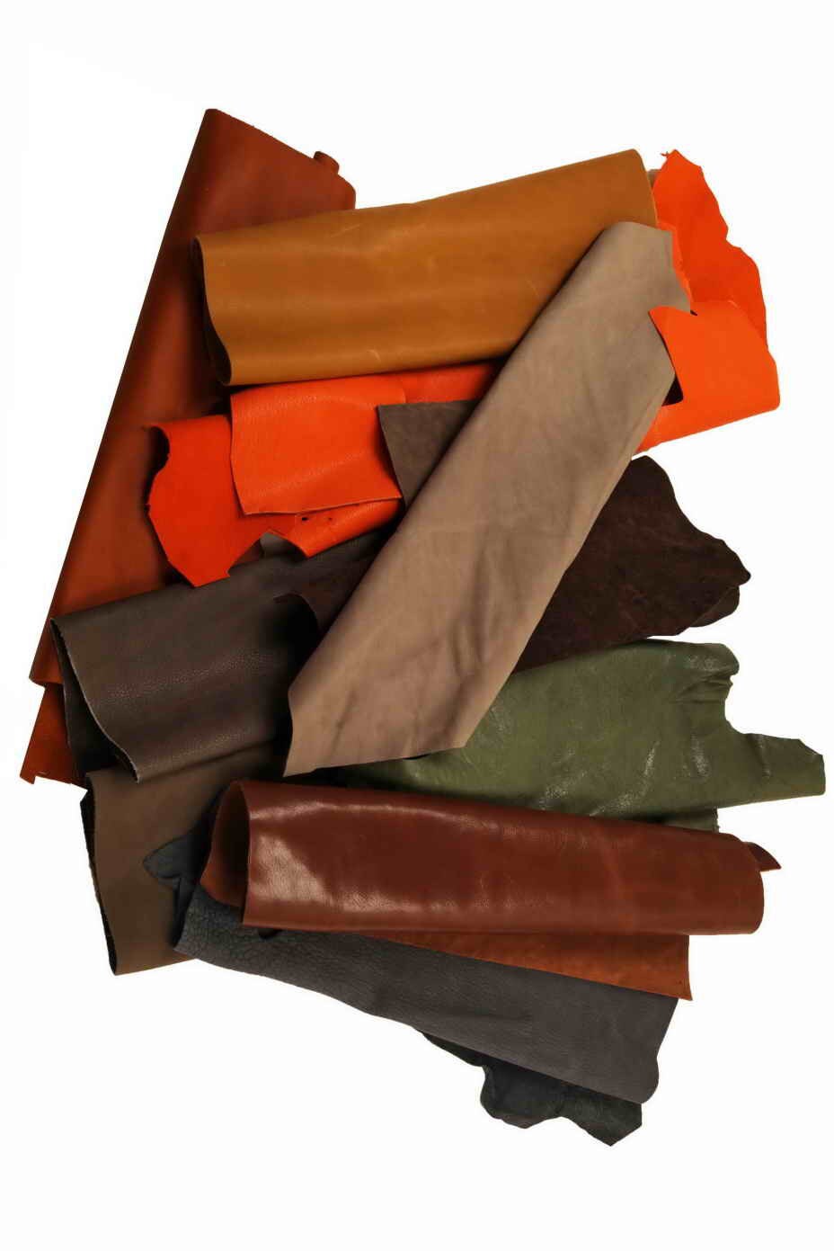 10 Distressed Leather Scraps, Vintage Italian Leather Pieces, Solid Colors, Random Size Leather Offcuts La Garzarara