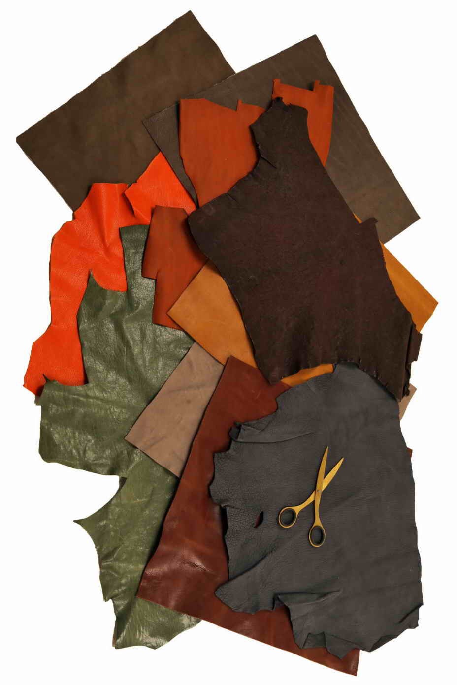 10 Distressed Leather Scraps, Vintage Italian Leather Pieces, Solid Colors, Random Size Leather Offcuts La Garzarara