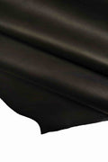 Black SMOOTH leather hide, semi glossy soft calfskin, SILKY cowhide for crafting, 1.0 -1.1 mm B18602-TB La Garzarara