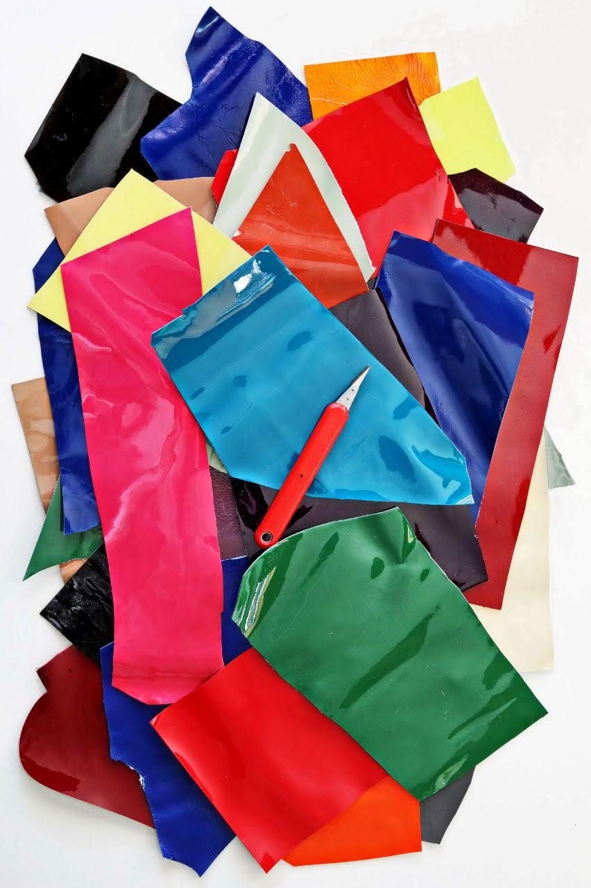 Patent LEATHER scraps mix, solid color glossy leather pieces sold by weight 300g 500g 1kg B010 La Garzarara