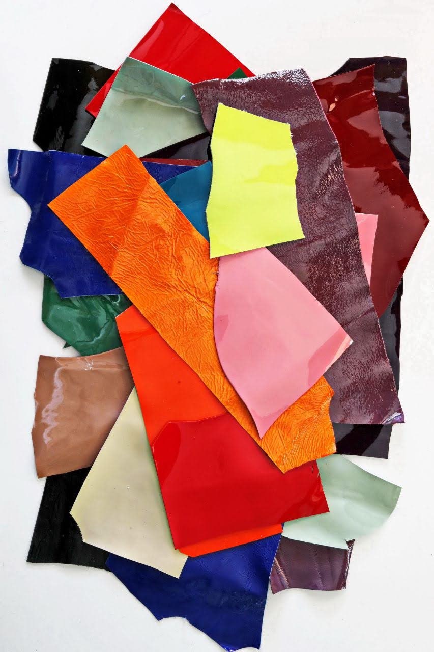 Patent LEATHER scraps mix, solid color glossy leather pieces sold by weight 300g 500g 1kg B010 La Garzarara
