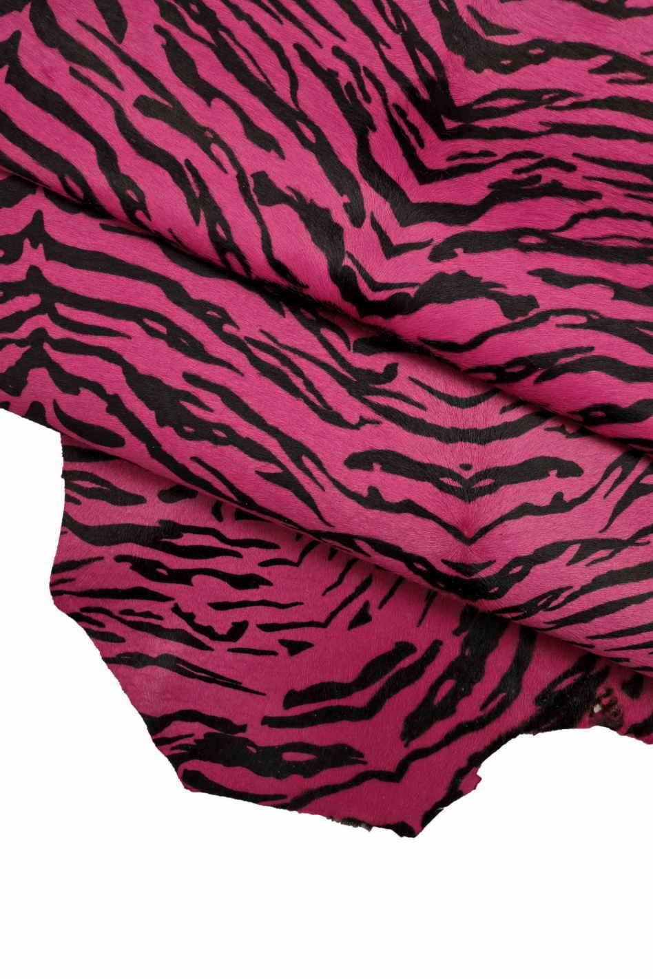 Fuchsia Zebra Italian leather,Hair on cow skin, zeb printed calfskin hide, luxury animal print ponyskin B10870-CV La Garzarara
