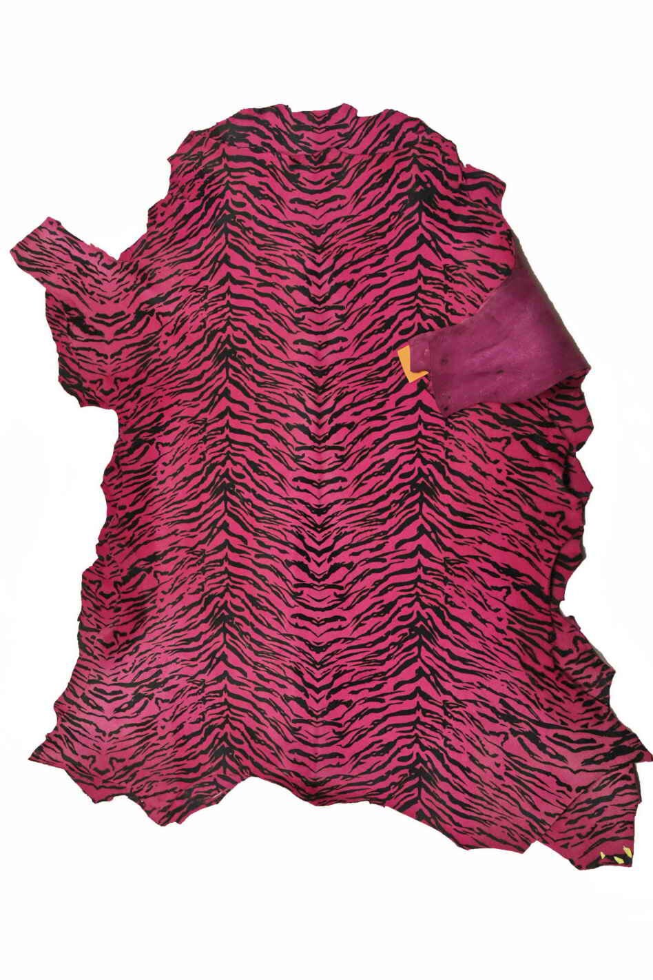 Fuchsia Zebra Italian leather,Hair on cow skin, zeb printed calfskin hide, luxury animal print ponyskin B10870-CV La Garzarara