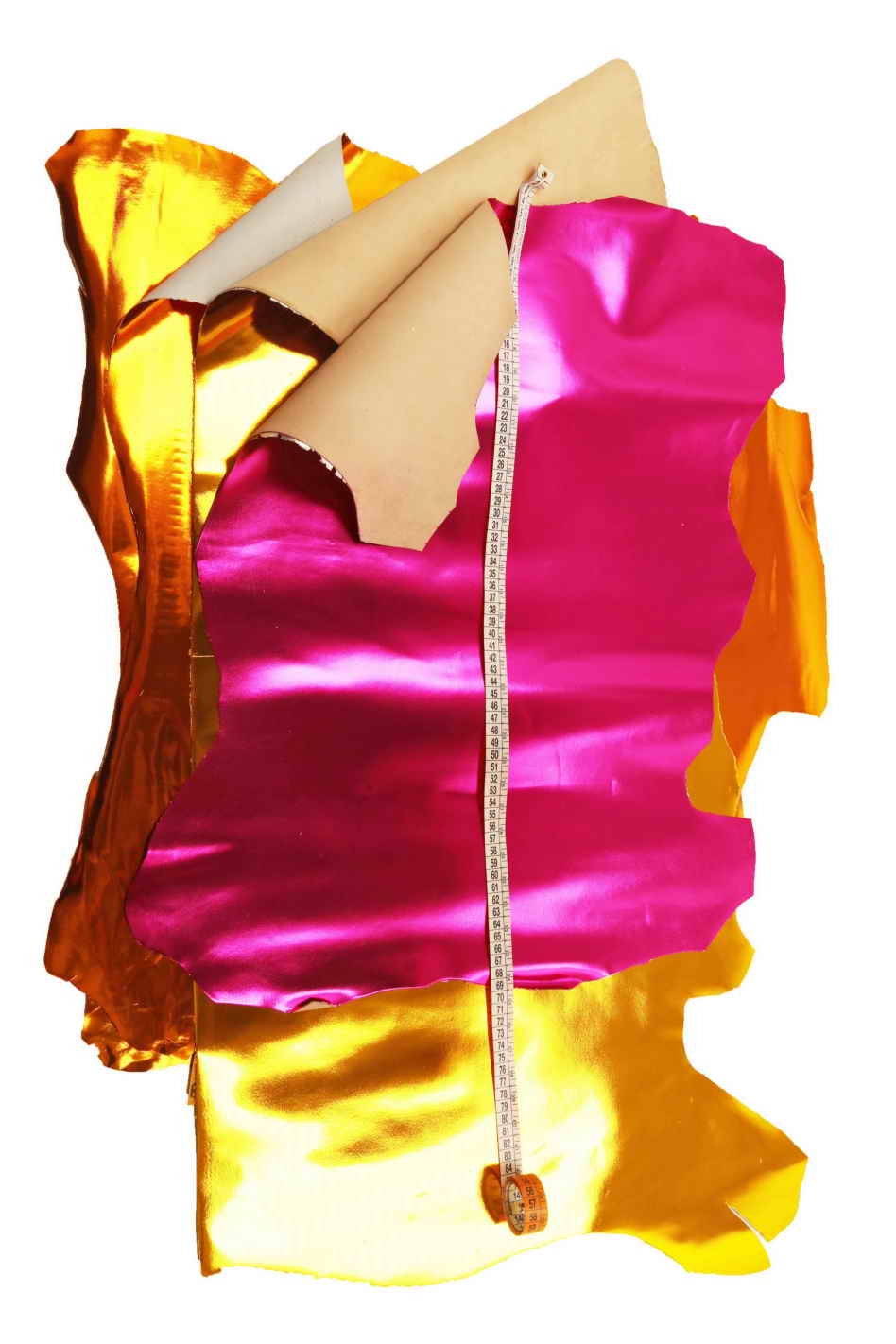 MIRROR metallic leather hides - Fuchsia yellow orange smooth laminated goatskins stiff shiny skins for crafting B11757-MT La Garzarara