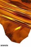 MIRROR metallic leather hides - Fuchsia yellow orange smooth laminated goatskins stiff shiny skins for crafting B11757-MT La Garzarara