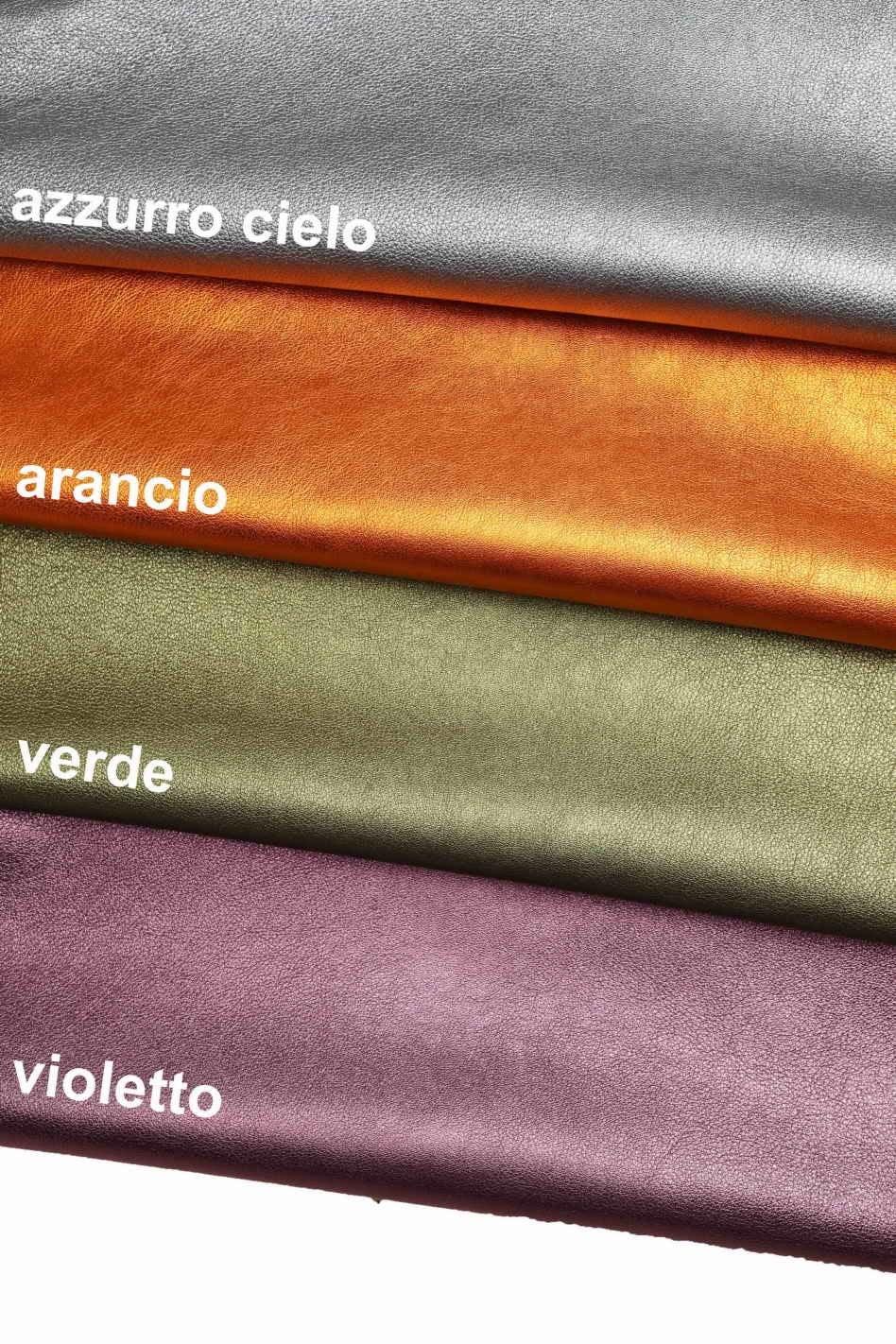 METALLIC leather hides - Orange, blu lambskins , pebble grainy laminated wrinkled lamb ,soft sheepskin B11185-MT