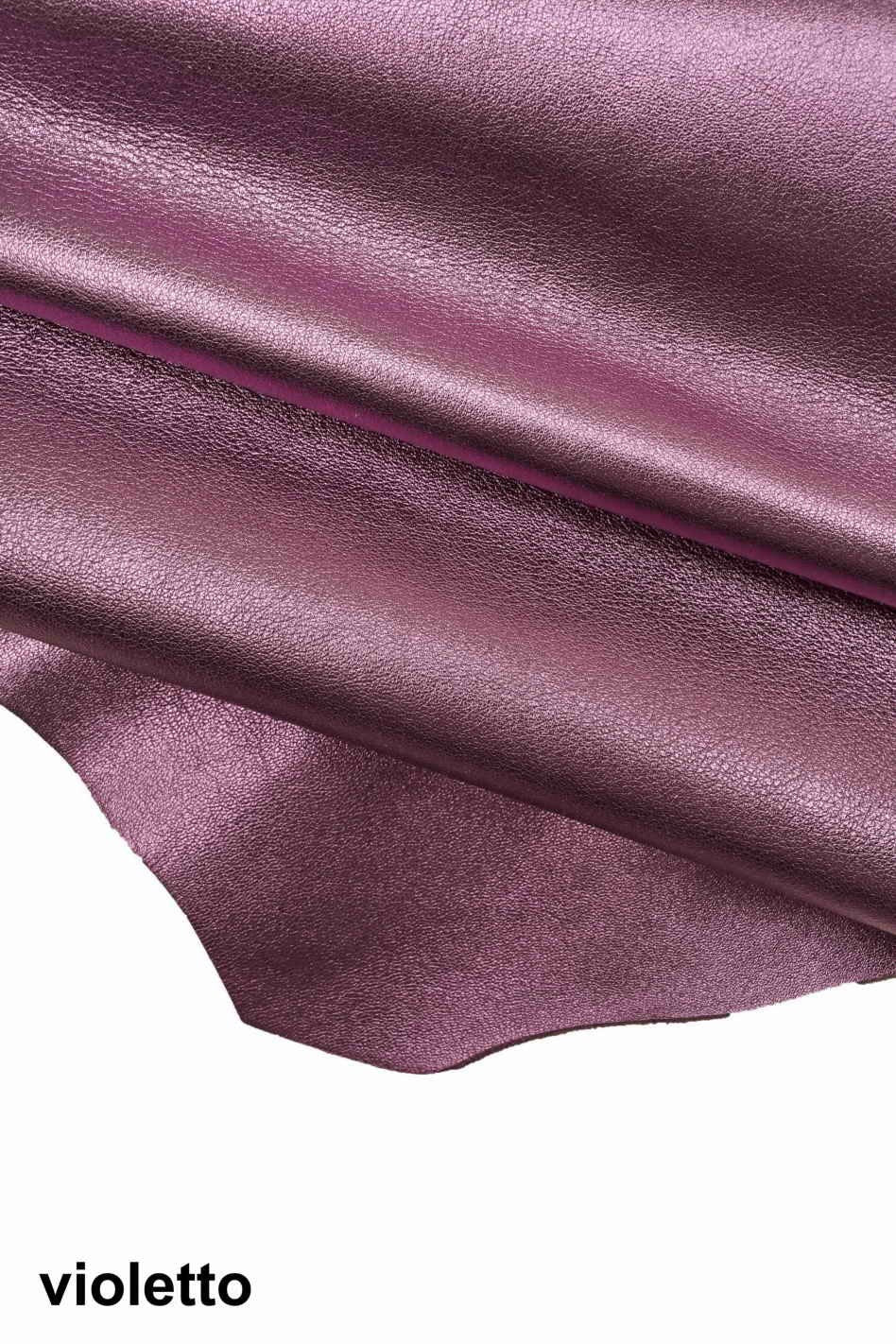 METALLIC leather hides - Orange, blu lambskins , pebble grainy laminated wrinkled lamb ,soft sheepskin B11185-MT