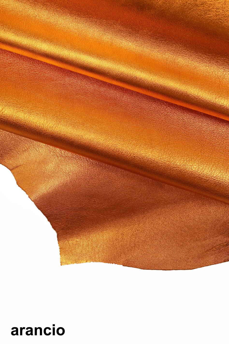METALLIC leather hides - Orange, blu lambskins , pebble grainy laminated wrinkled lamb ,soft sheepskin B11185-MT