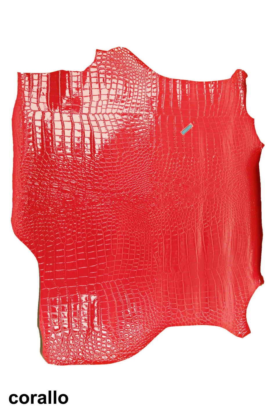 CROCODILE embossed leather hides - coral purple turquoise glossy laquer croc printed cowhide, alligator calfskin B12221-ST La Garzarara