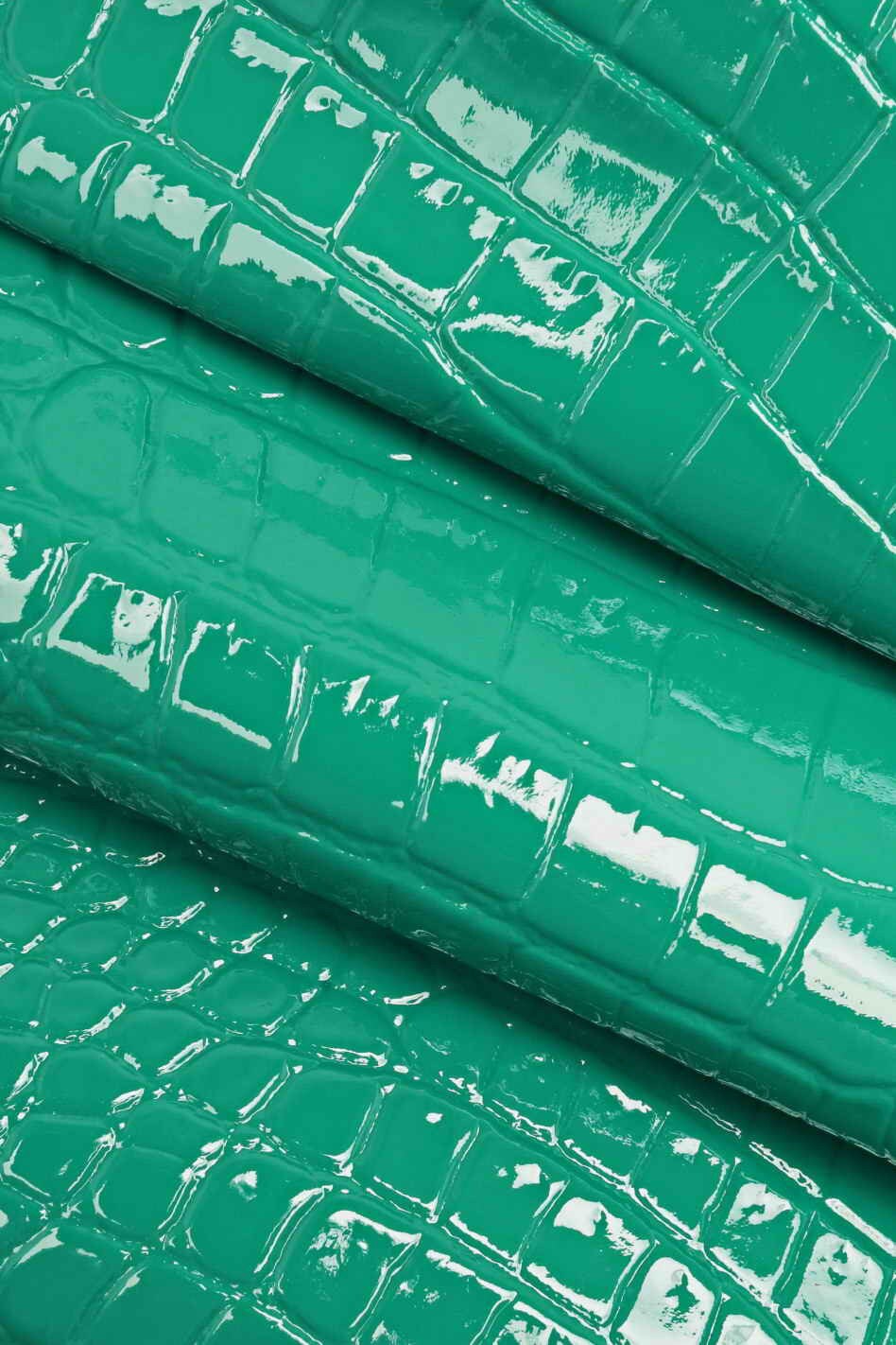 CROCODILE embossed leather hides - coral purple turquoise glossy laquer croc printed cowhide, alligator calfskin B12221-ST La Garzarara