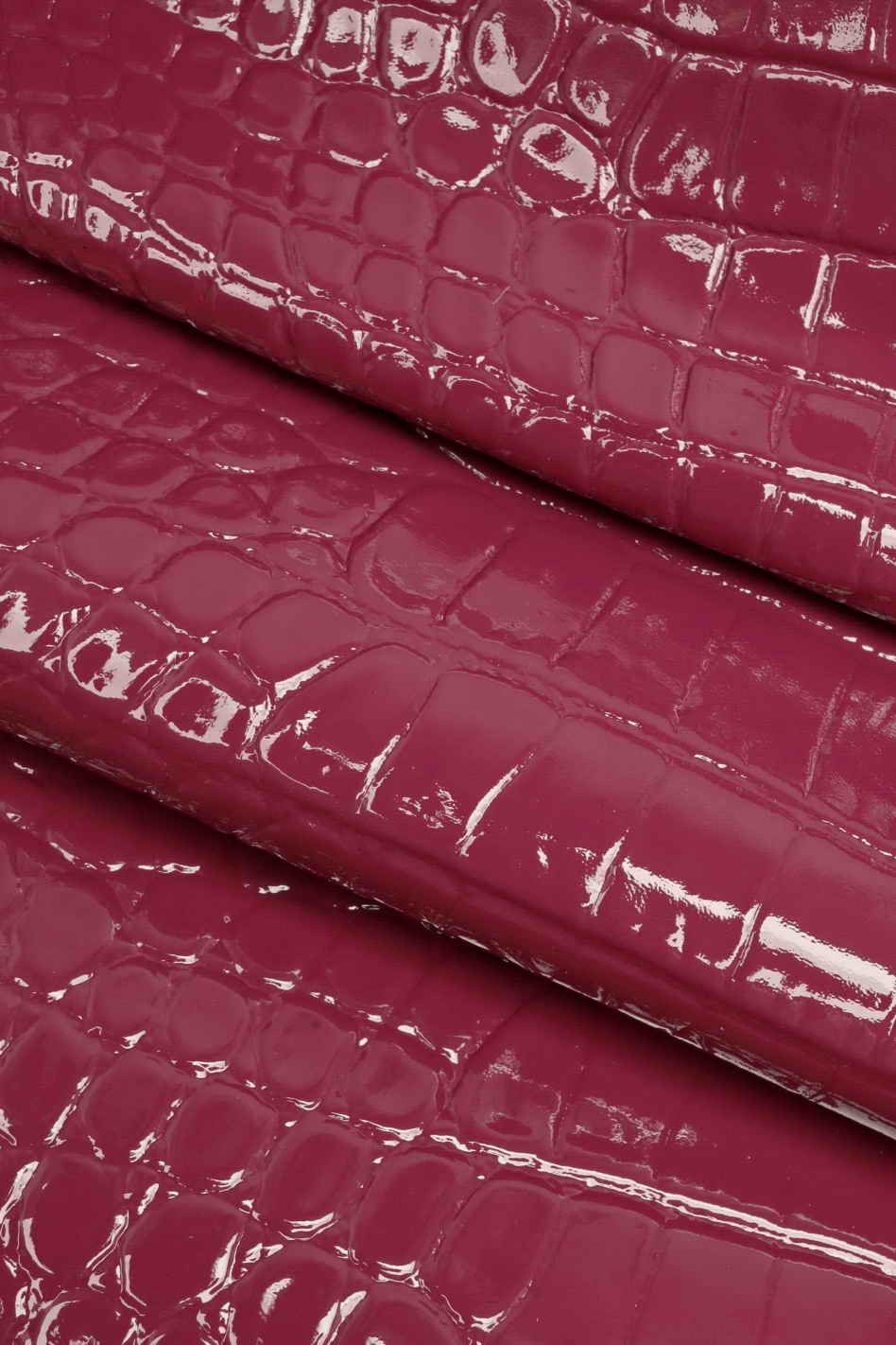 CROCODILE embossed leather hides - coral purple turquoise glossy laquer croc printed cowhide, alligator calfskin B12221-ST La Garzarara