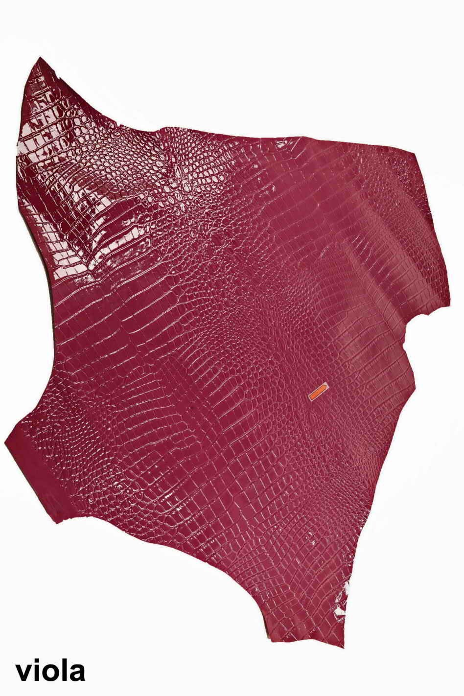 CROCODILE embossed leather hides - coral purple turquoise glossy laquer croc printed cowhide, alligator calfskin B12221-ST La Garzarara