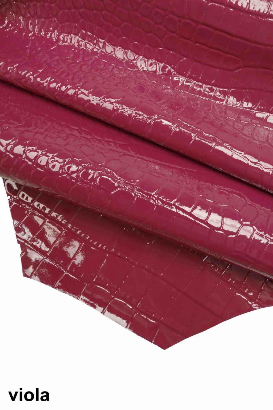 CROCODILE embossed leather hides - coral purple turquoise glossy laquer croc printed cowhide, alligator calfskin B12221-ST La Garzarara