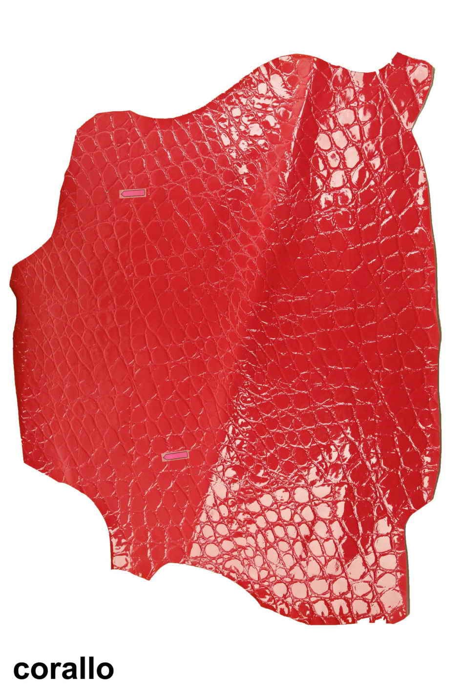 Glossy CROCODILE Patent leather hide embossed croco calfskin skin, lilac coral sky blue, 1.1-1.3 mm B12225-ST La Garzarara
