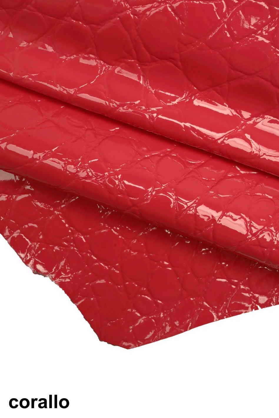 Glossy CROCODILE Patent leather hide embossed croco calfskin skin, lilac coral sky blue, 1.1-1.3 mm B12225-ST La Garzarara