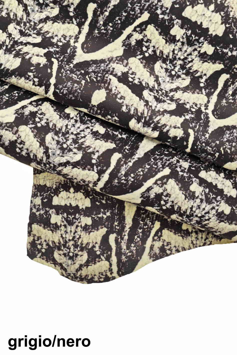 SNAKESKIN Cowhide hide – Jungle PYTHON Print Beige Grey Black Textured Reptile skin B12329-ST La Garzarara