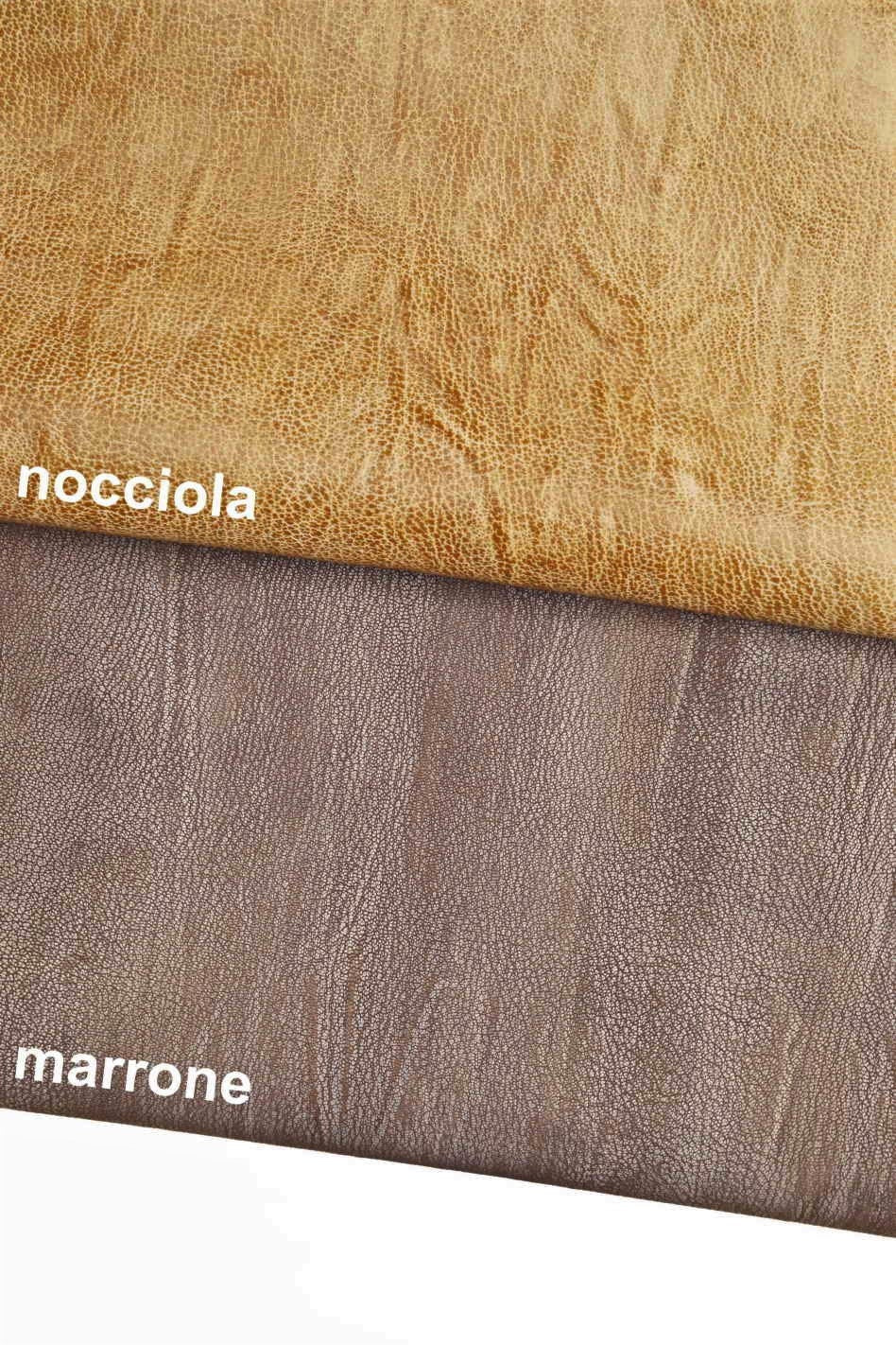RUSTIC distressed Italian soft leather skins, brown hazelnut vintage matte goatskin - grainy grain textured hide B12628-VT La Garzarara