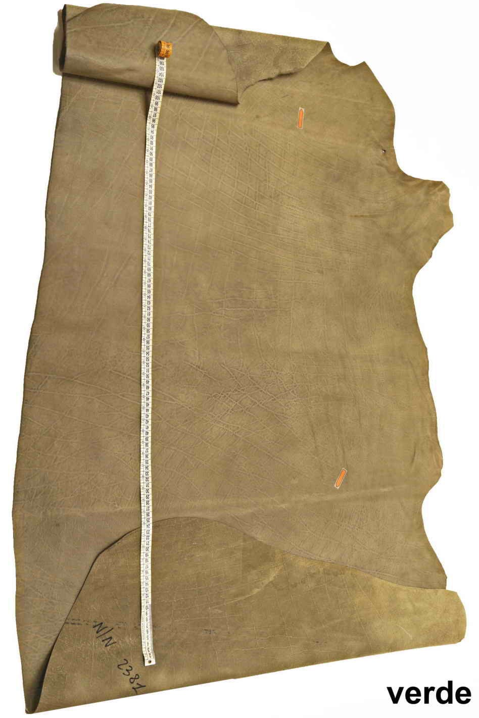 ELEPHANT leather hides - green brown hazelnut printed natural cowhide skins - distressed textured cow B12735-VT La Garzarara
