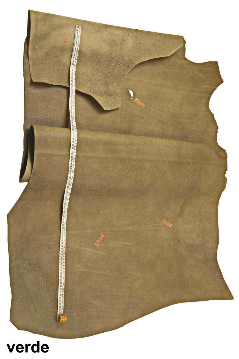 ELEPHANT leather hides - green brown hazelnut printed natural cowhide skins - distressed textured cow B12735-VT La Garzarara