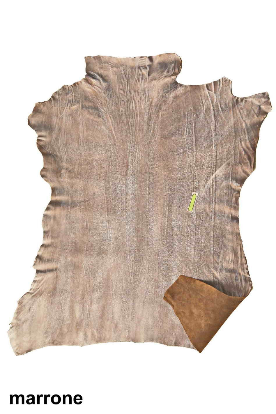 RUSTIC distressed Italian soft leather skins, brown hazelnut vintage matte goatskin - grainy grain textured hide B12628-VT La Garzarara