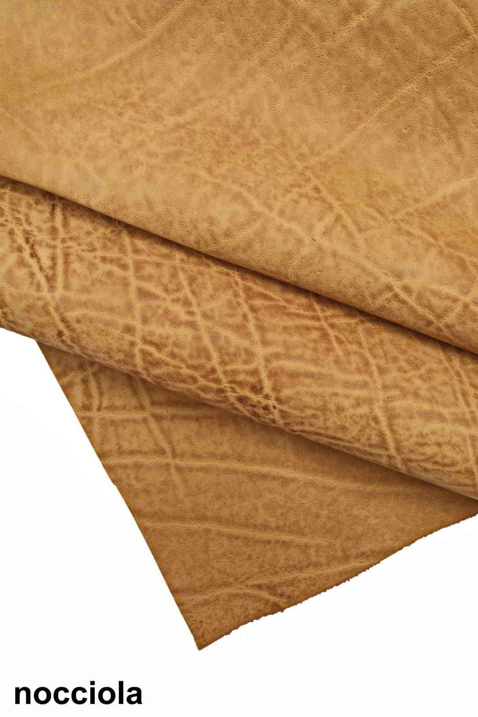 ELEPHANT leather hides - green brown hazelnut printed natural cowhide skins - distressed textured cow B12735-VT La Garzarara