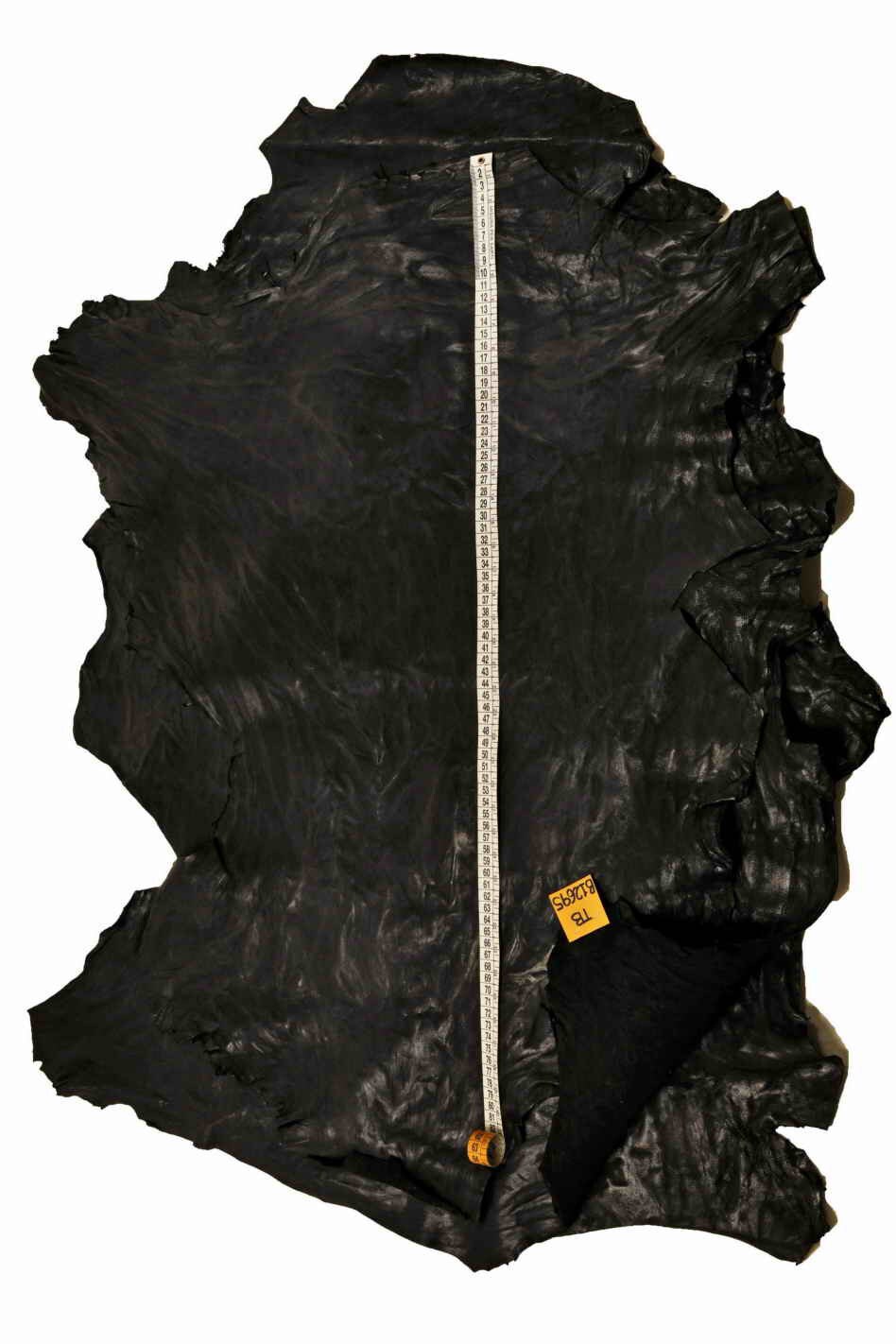 Black Washed Lambskin Leather Skin, softCrinkled lamb hide, vintege nappa leather for crafting B12695-TB La Garzarara