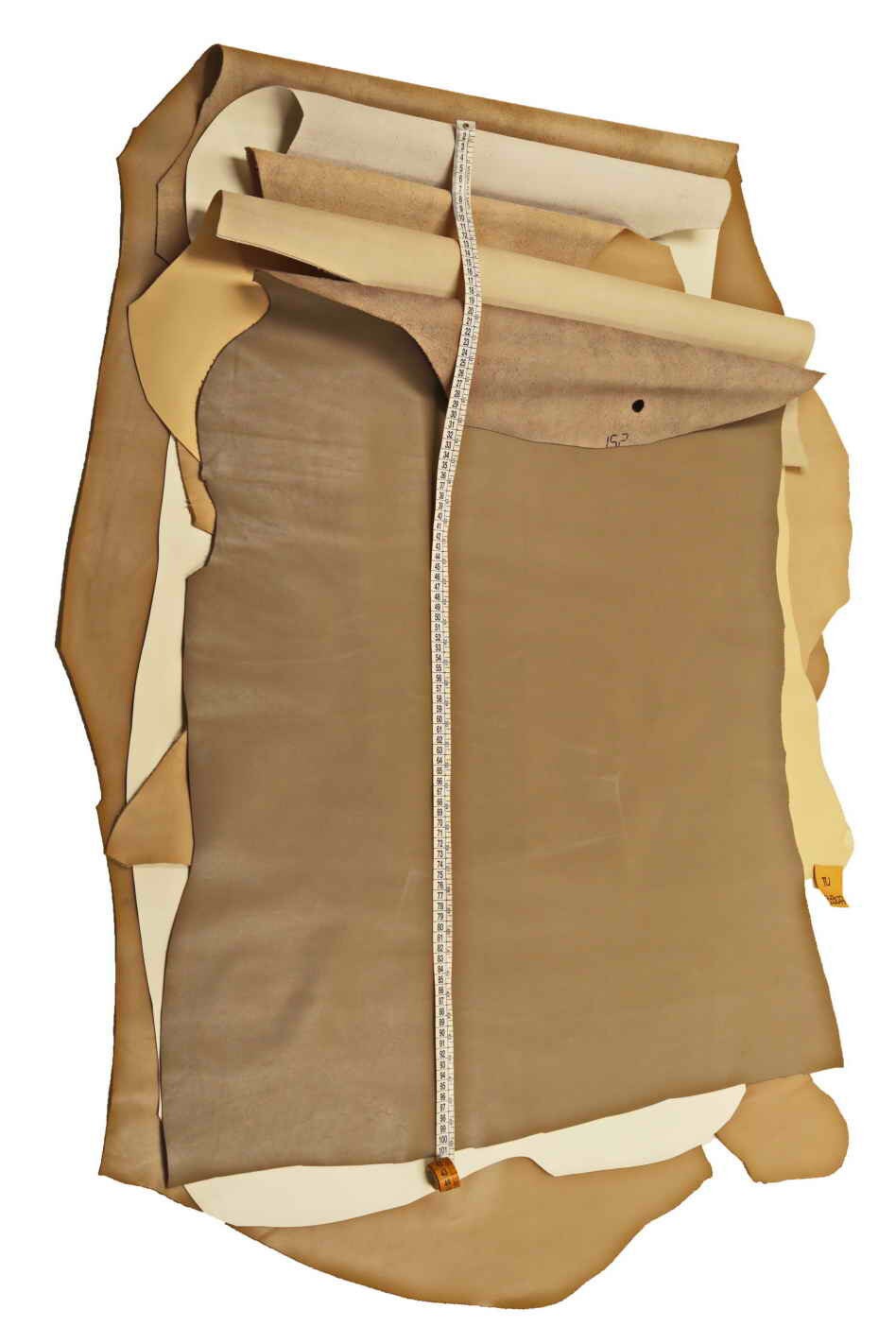 Premium cow hides LEATHER, natural full grain cowhide cream white taupe mud, solid smooth skins B13077-TU La Garzarara