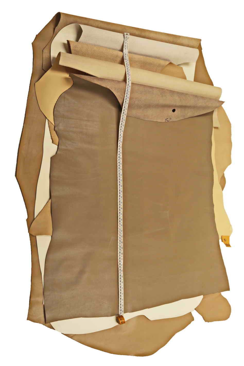 Premium cow hides LEATHER, natural full grain cowhide cream white taupe mud, solid smooth skins B13077-TU La Garzarara