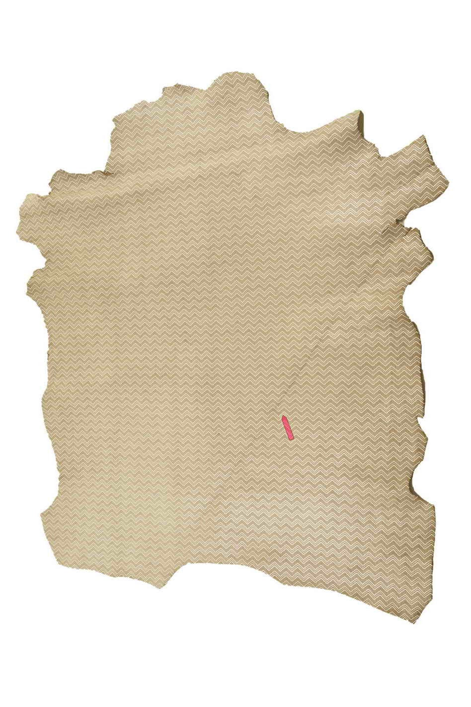 Beige CHEVRON patterned leather hide geometric zig zag printed suede skin elegant smooth 1.0-1.2 mm B13012-ST La Garzarara