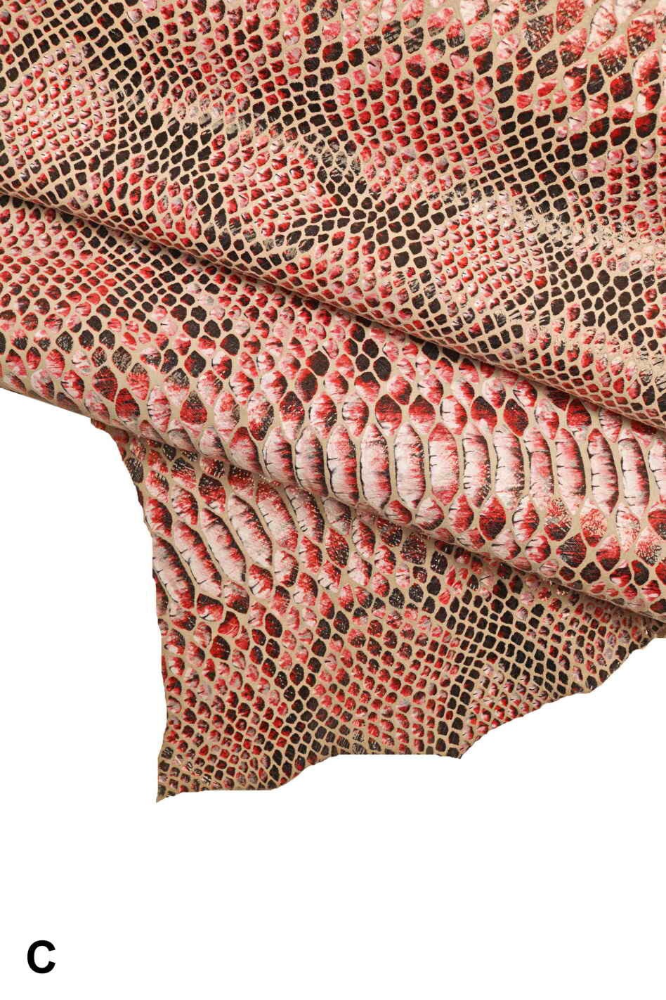 Snake Python print leather skin, metallic multicolor Reptile goat B13072-ST La Garzarara