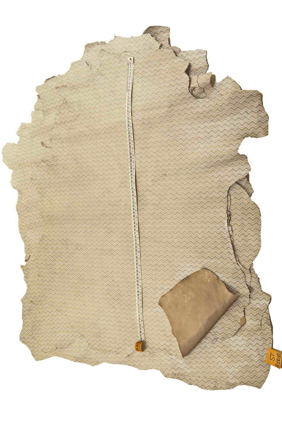 Beige CHEVRON patterned leather hide geometric zig zag printed suede skin elegant smooth 1.0-1.2 mm B13012-ST La Garzarara