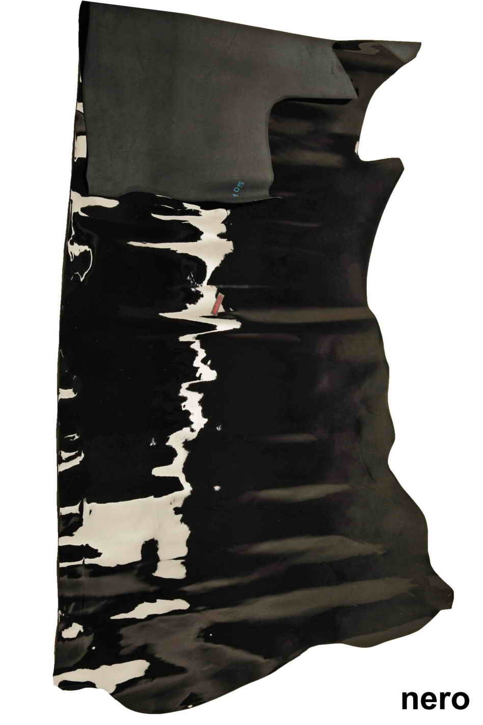 Glossy leather shiny patent hides - Grey blue black smooth LACQUER effect on goatskin calfskin cowhides skins B13276-TU La Garzarara