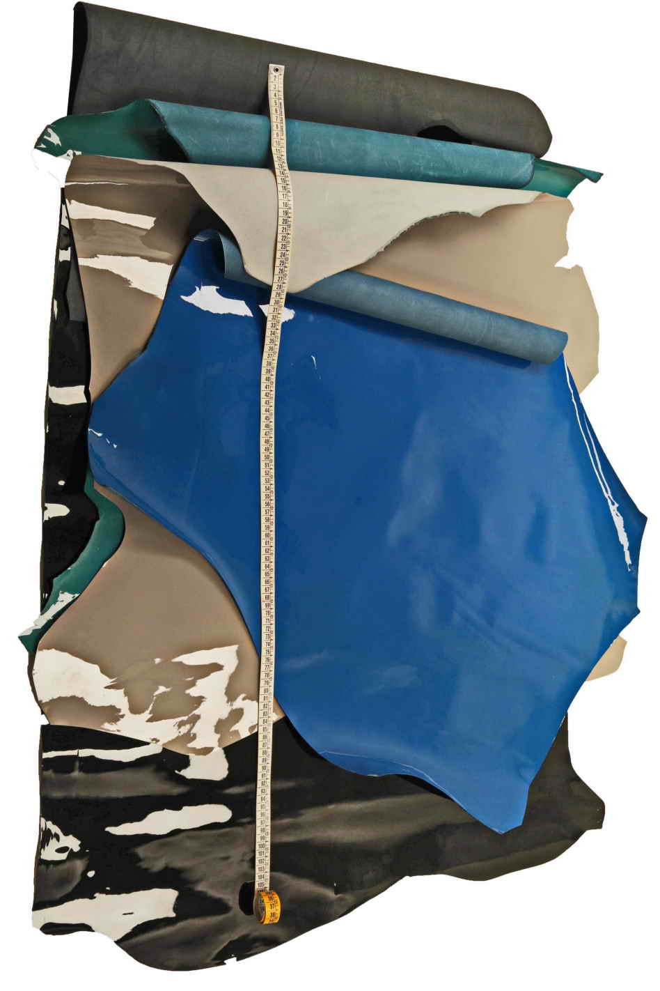 Glossy leather shiny patent hides - Grey blue black smooth LACQUER effect on goatskin calfskin cowhides skins B13276-TU La Garzarara