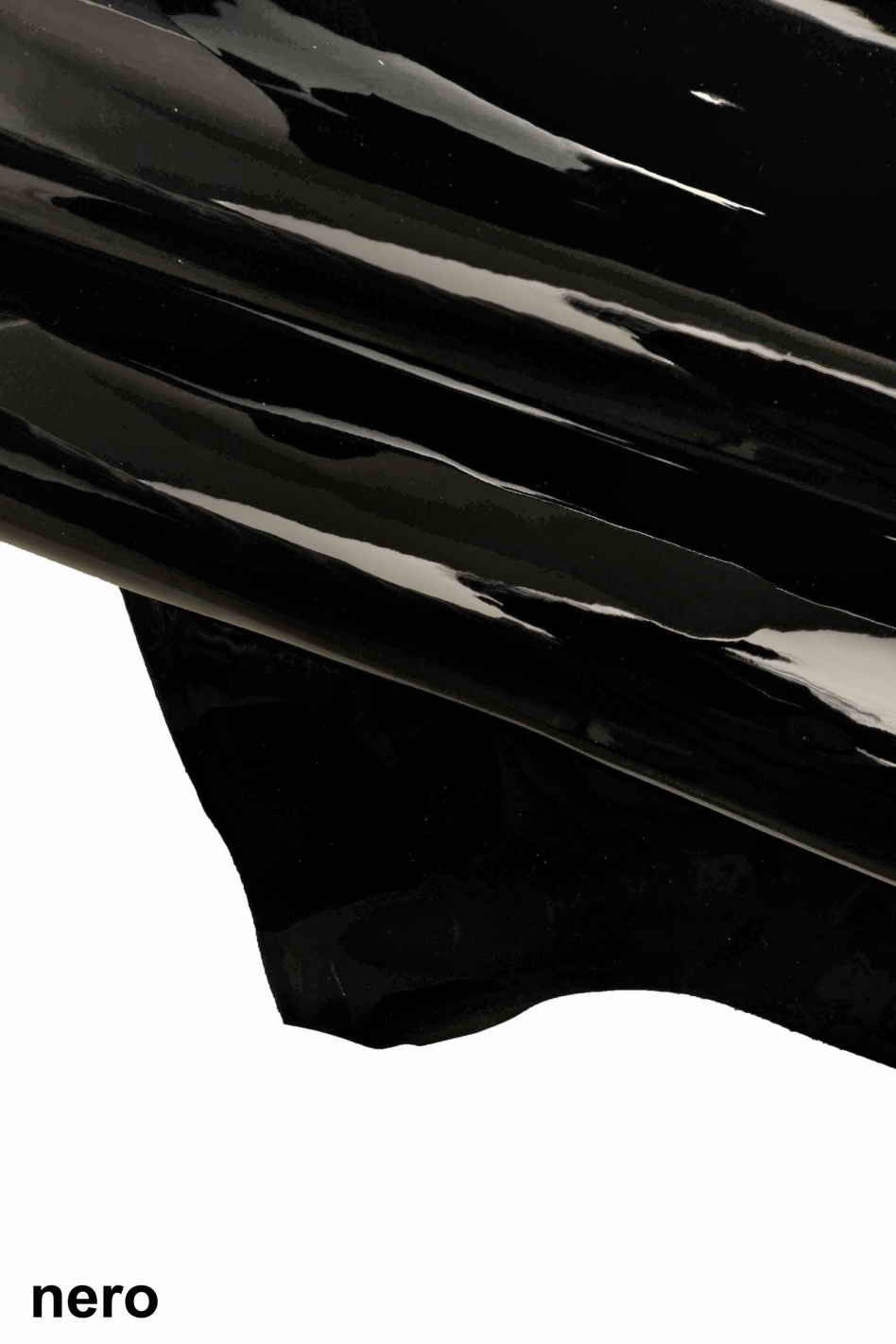 Glossy leather shiny patent hides - Grey blue black smooth LACQUER effect on goatskin calfskin cowhides skins B13276-TU La Garzarara