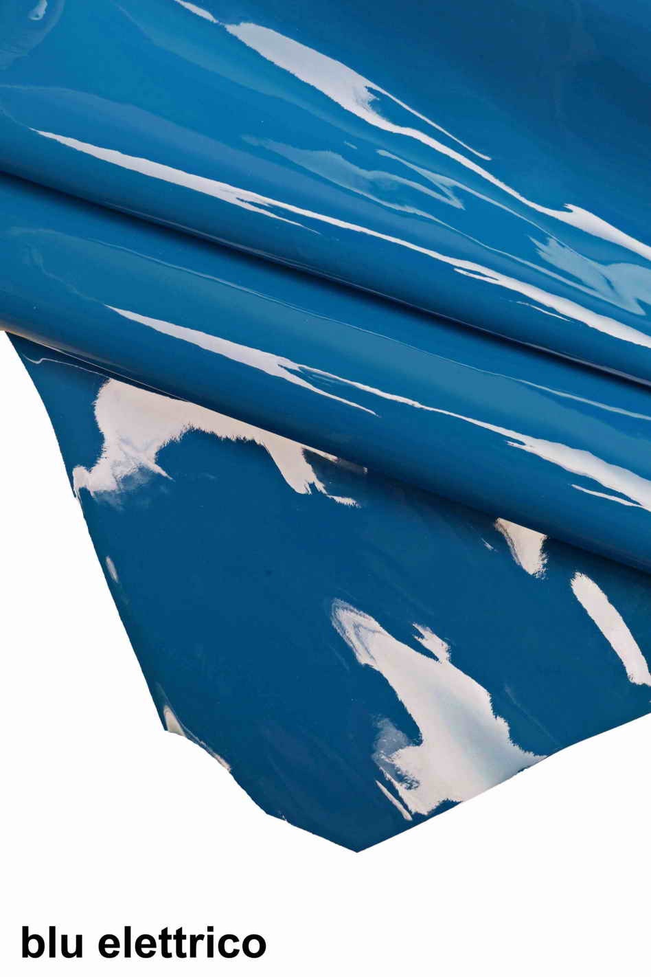Glossy leather shiny patent hides - Grey blue black smooth LACQUER effect on goatskin calfskin cowhides skins B13276-TU La Garzarara