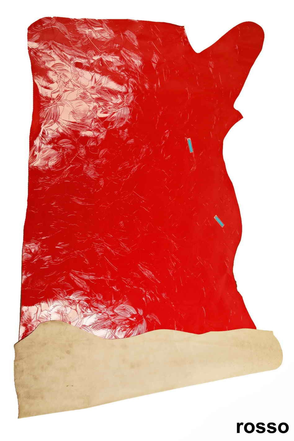 Floral leather hides - powder pink/taupe/orange patent printed cowhide - glossy embossed italian skins B12105-ST