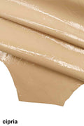 Floral leather hides - powder pink/taupe/orange patent printed cowhide - glossy embossed italian skins B12105-ST