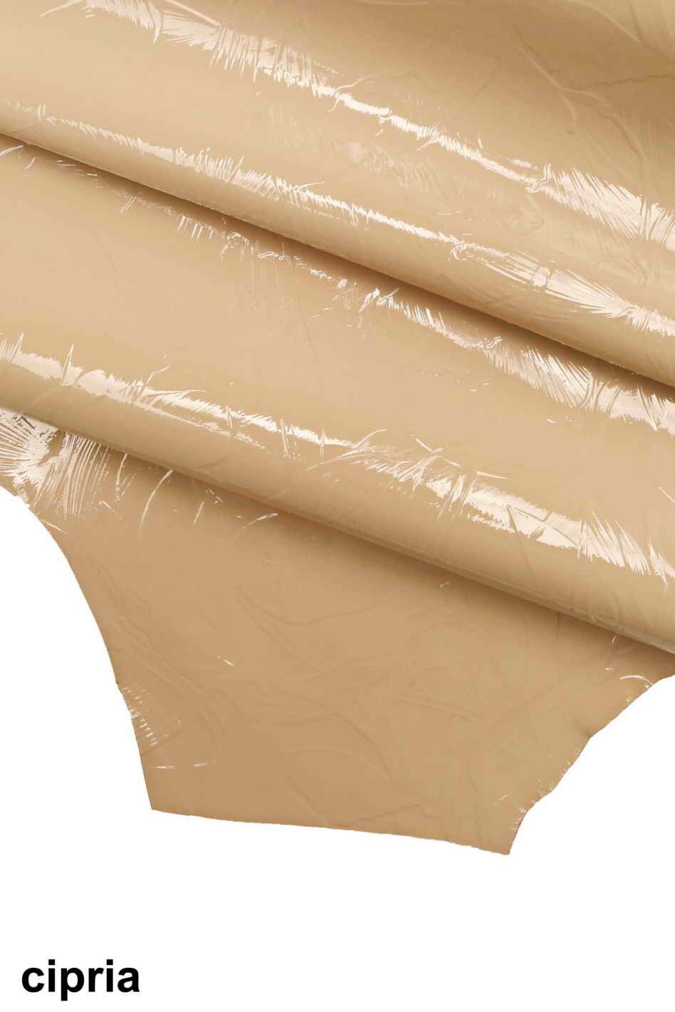Floral leather hides - powder pink/taupe/orange patent printed cowhide - glossy embossed italian skins B12105-ST