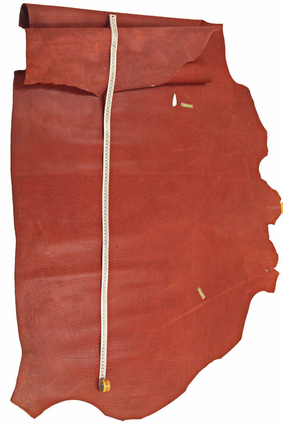 Deep Red Pebble Grain Leather Hide – Textured Buffalo Wrinkle Print, Stiff Italian Distressed Cowhide B13240-VT