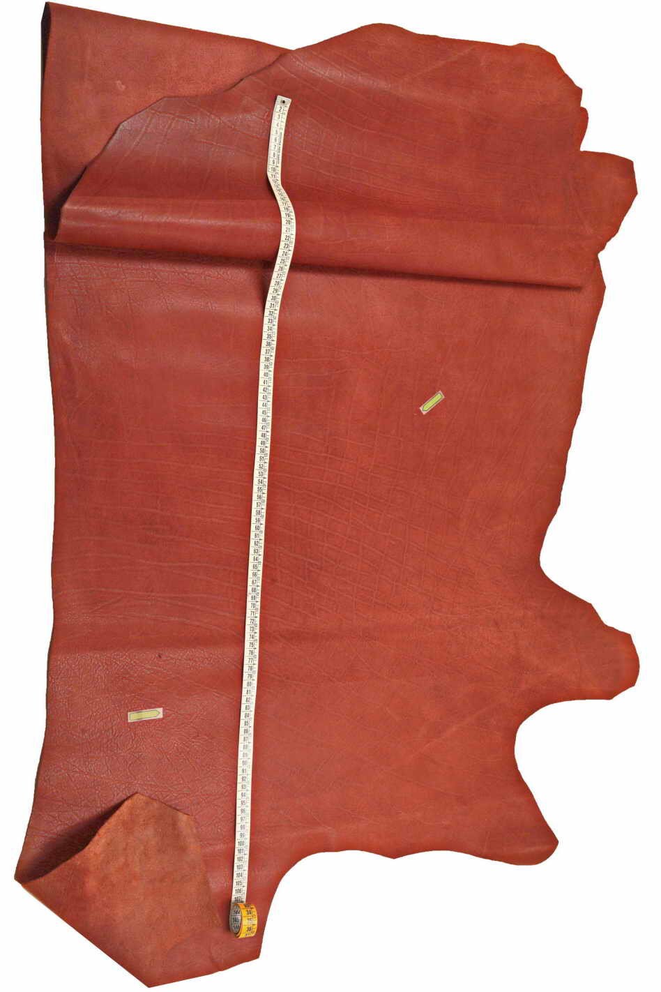 Deep Red Pebble Grain Leather Hide – Textured Buffalo Wrinkle Print, Stiff Italian Distressed Cowhide B13240-VT