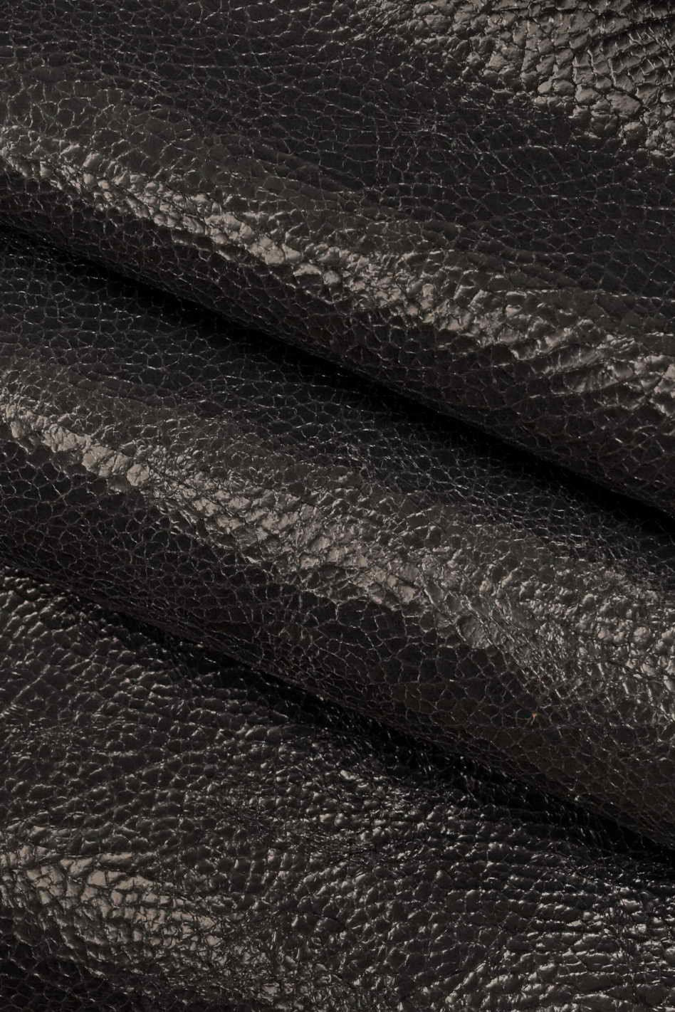 Crinkly leather hides, Green grey purple glossy wrinkled cowhide, crackled shiny skins B13234-ST La Garzarara