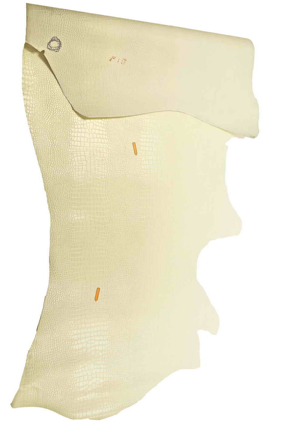 Ivory crocodile embossed leather hide, structured rigid cow skin semi glossy cream croc for bags B13414-ST La Garzarara