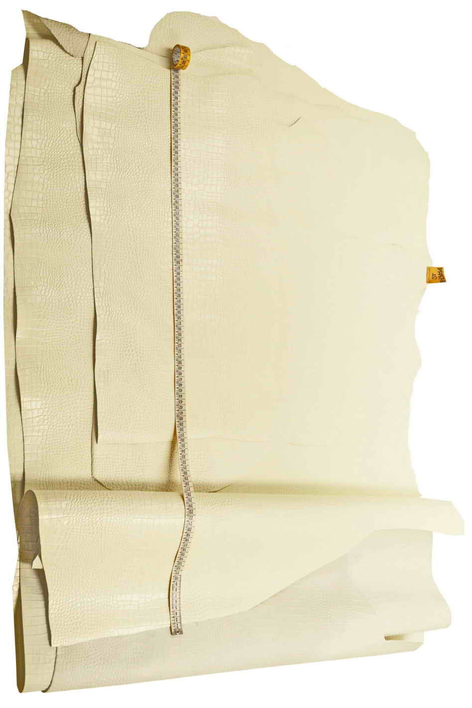 Ivory crocodile embossed leather hide, structured rigid cow skin semi glossy cream croc for bags B13414-ST La Garzarara