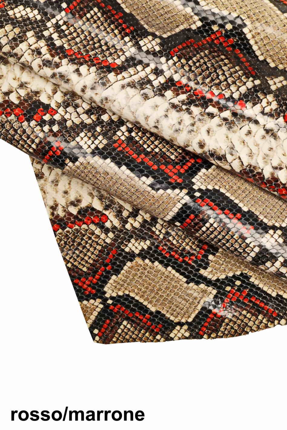 PYTHON snake print leather – multicolor reptile calfskin hide – soft and colorful snakeskin for leathercraft – LaGarzarara B13459-ST